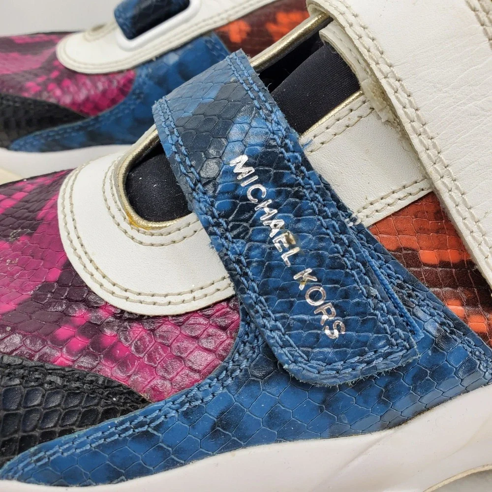Michael Kors Keeley Multi Color Snakeskin Leather Chunky Sneakers Women 8M Shoes